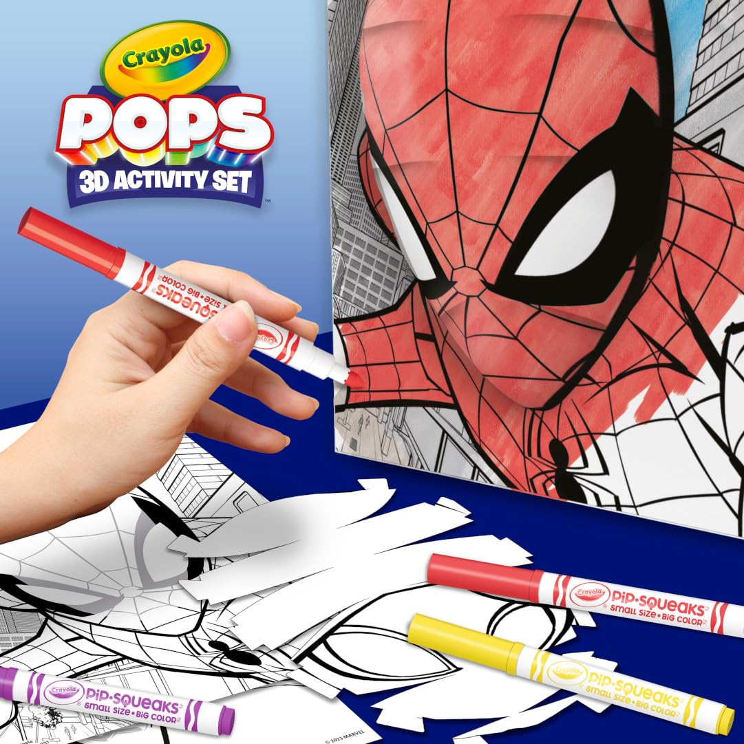Crayola POPs 3D Spiderman Art Set – Color, Create & Display 3D Spidey Art (Ages 5+)
