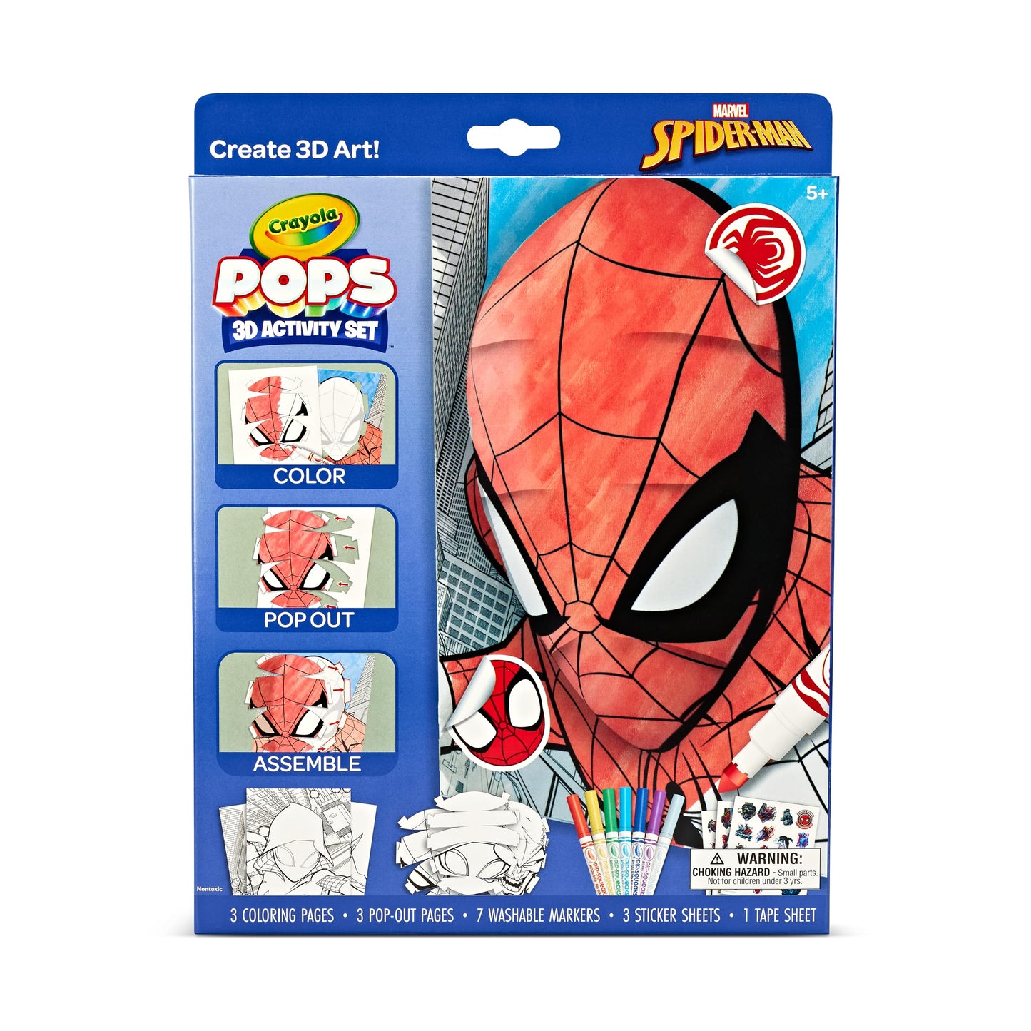 Crayola POPs 3D Spiderman Art Set – Color, Create & Display 3D Spidey Art (Ages 5+)