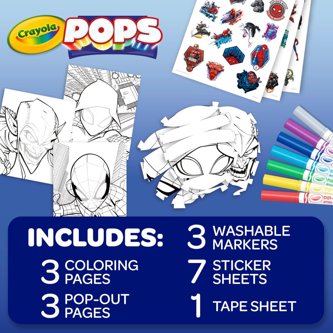 Crayola POPs 3D Spiderman Art Set – Color, Create & Display 3D Spidey Art (Ages 5+)