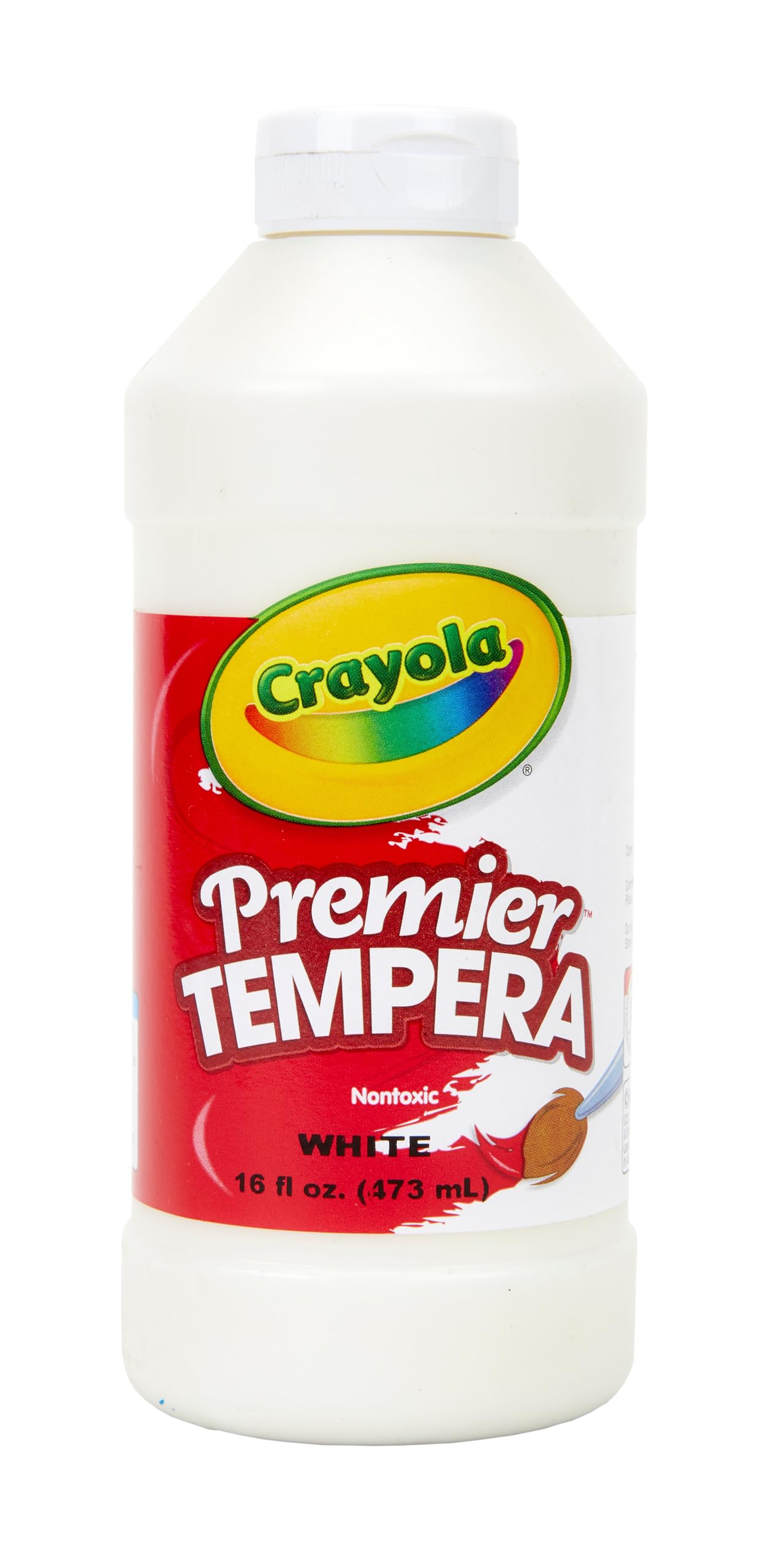 Crayola Premier White Tempera Paint – 16oz | Non-Toxic Kids Art Supplies | Easy-Squeeze Bottle