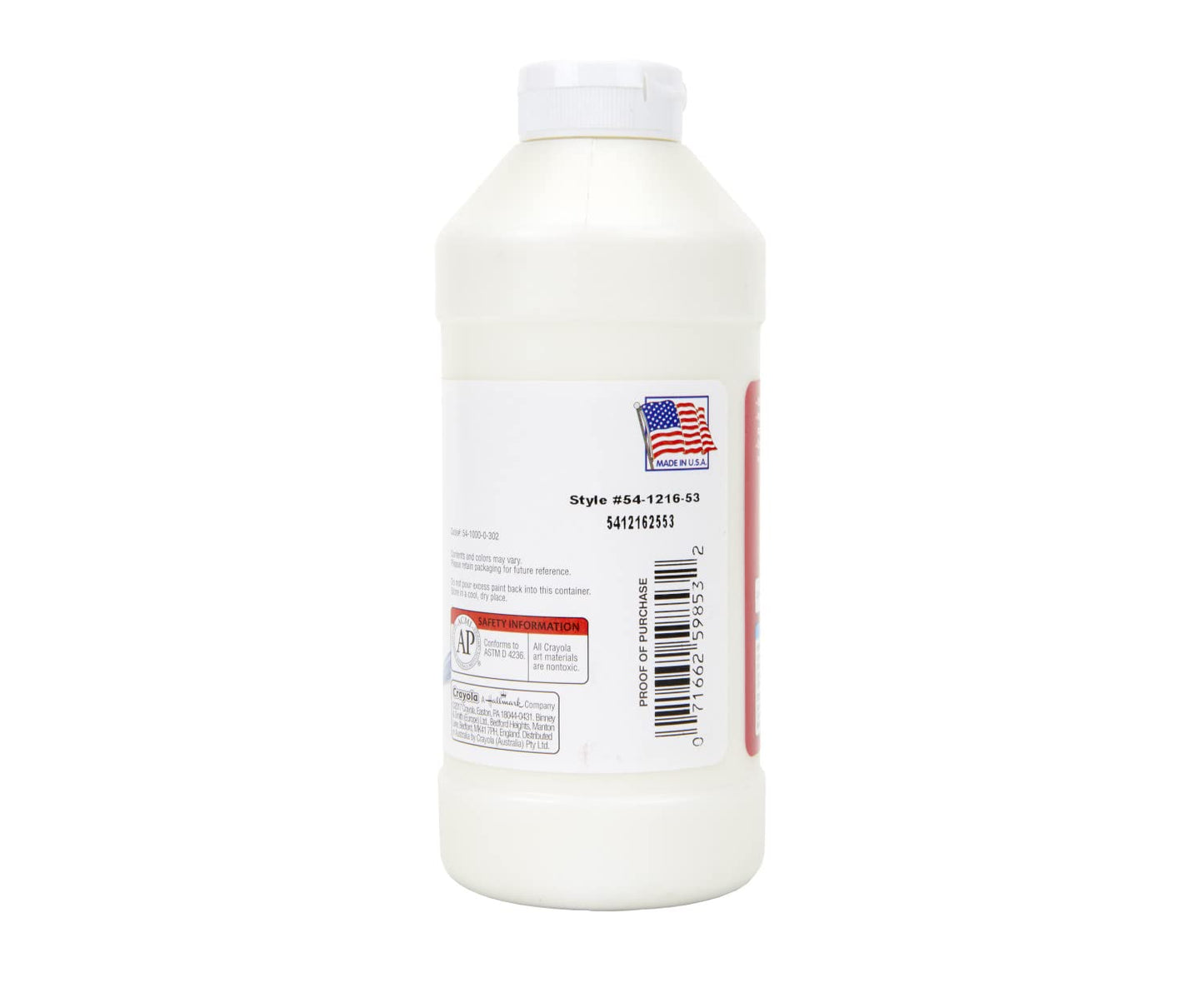 Crayola Premier White Tempera Paint – 16oz | Non-Toxic Kids Art Supplies | Easy-Squeeze Bottle