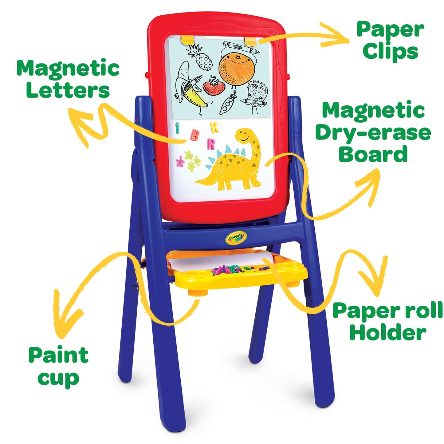 Crayola Qwikflip 2-Sided Kids Easel — 360° Rotating Magnetic Whiteboard & Chalkboard | 4-in-1 Art Station