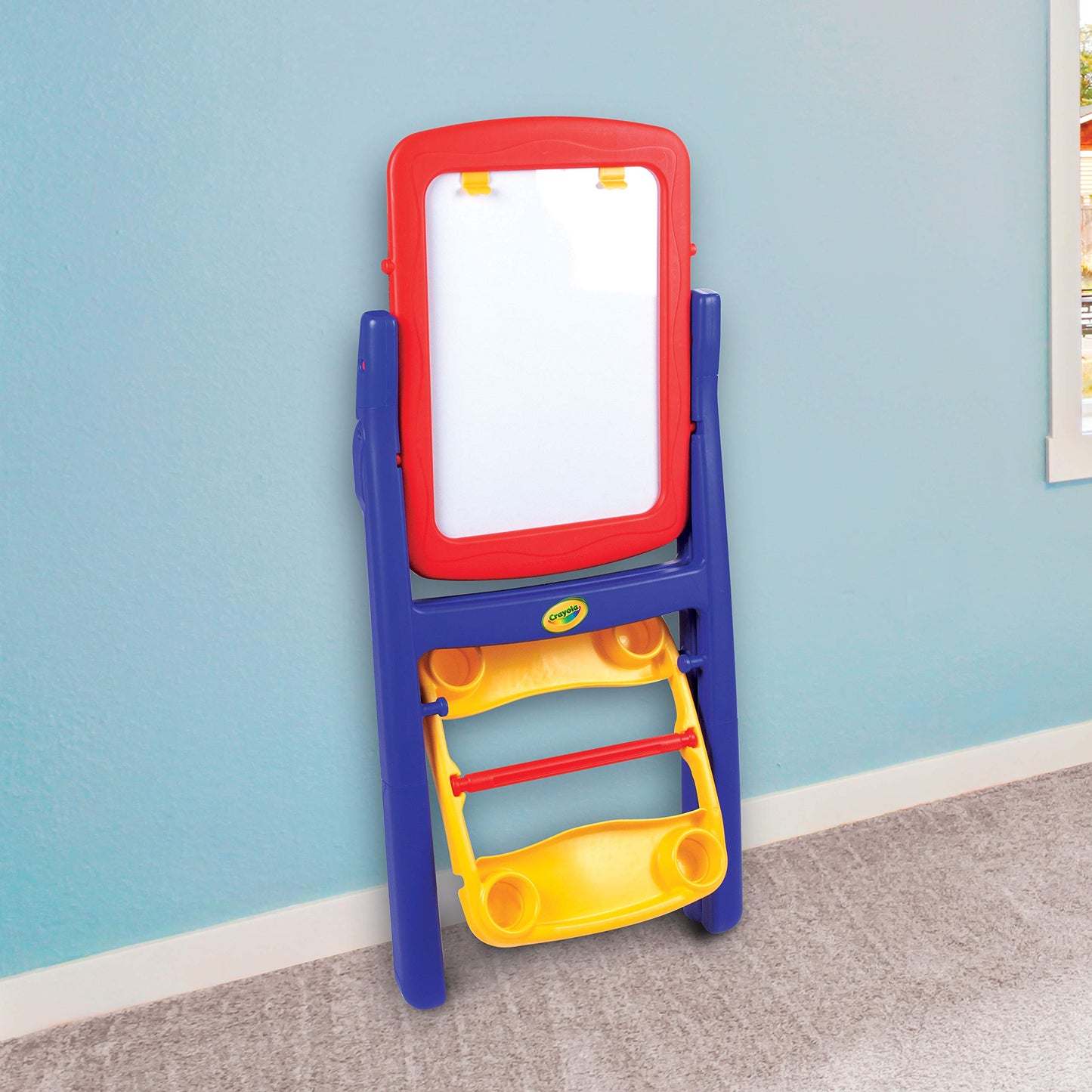 Crayola Qwikflip 2-Sided Kids Easel — 360° Rotating Magnetic Whiteboard & Chalkboard | 4-in-1 Art Station