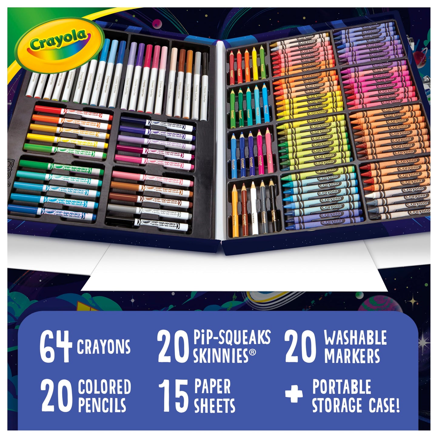 Crayola Inspiration Art Case Space Coloring Set (140pcs) – Kids Art Kit, Easter Gifts, Ages 5+, Amazon Exclusive