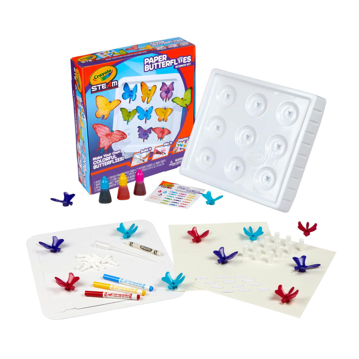 Crayola Paper Butterfly Science Kit – STEAM Craft for Kids 7+, 12 Wicking Butterflies