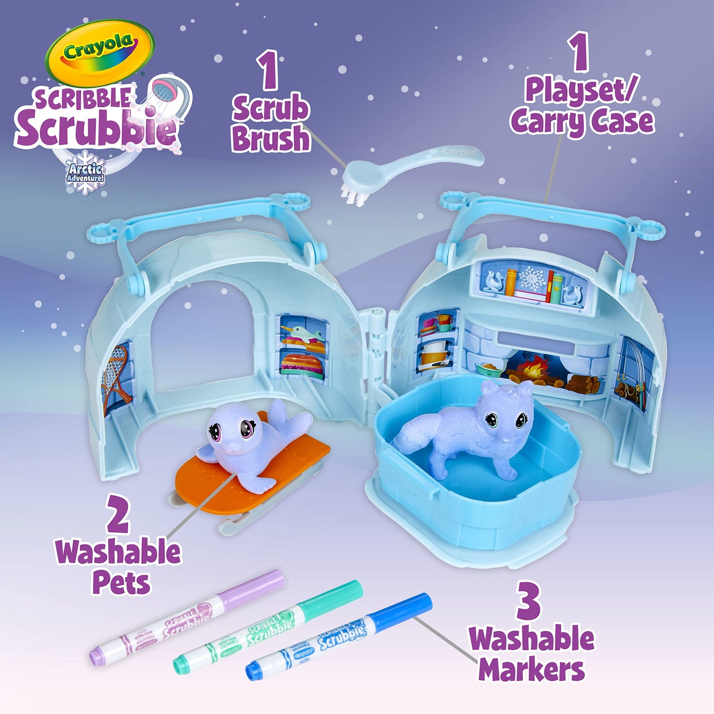 Crayola Scribble Scrubbie Arctic Igloo — Color Change Pets & Storage Case