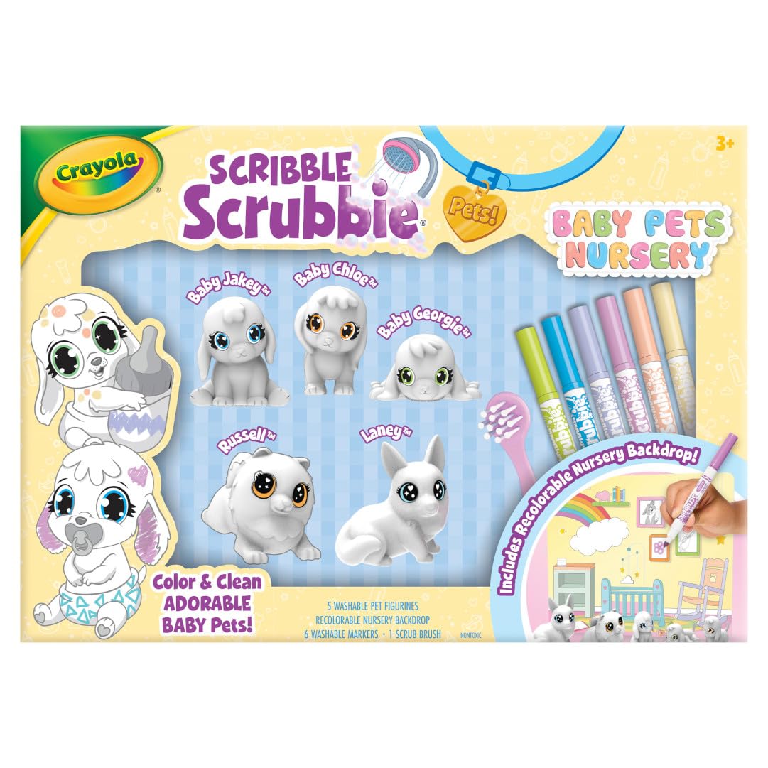 Crayola Scribble Scrubbie Baby Pets Nursery Playset – Creative Toys for Kids 3+