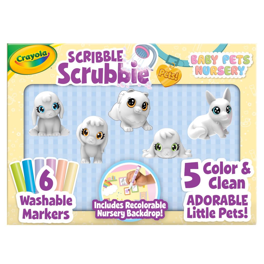 Crayola Scribble Scrubbie Baby Pets Nursery Playset – Creative Toys for Kids 3+