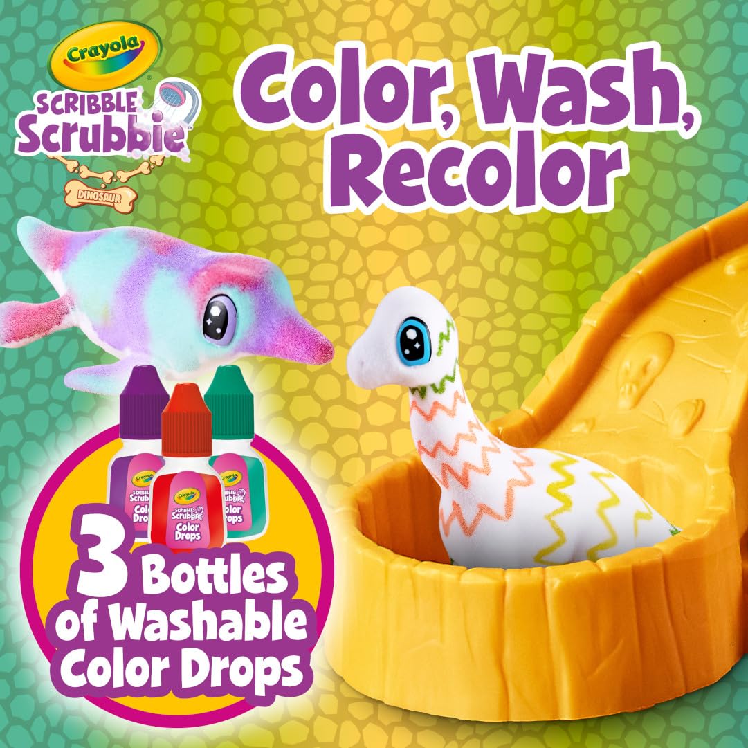 Crayola Scribble Scrubbie Pets Dinosaur Waterslide – Colorful, Washable Dino Toys for Kids 3+