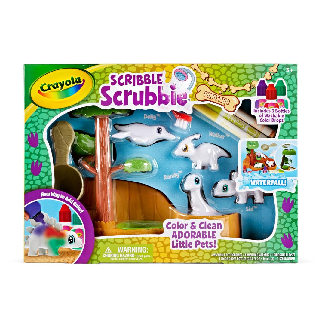 Crayola Scribble Scrubbie Pets Dinosaur Waterslide – Colorful, Washable Dino Toys for Kids 3+