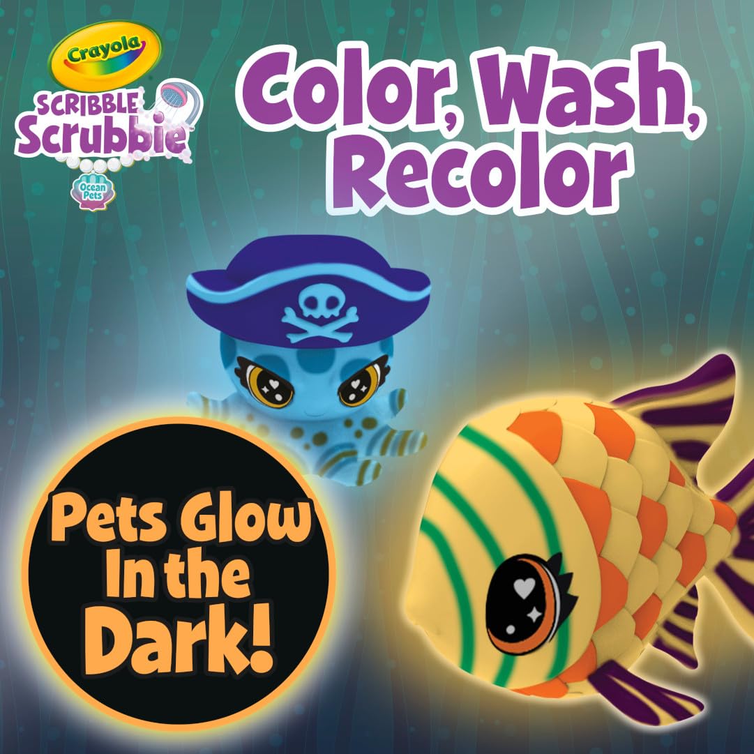 Crayola Scribble Scrubbie Glow Lagoon Pets – Glow Sea Animals, Washable, App