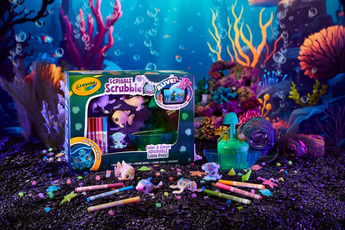 Crayola Scribble Scrubbie Glow Lagoon Pets – Glow Sea Animals, Washable, App