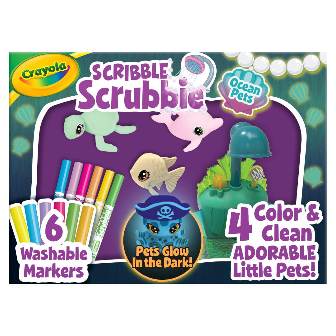 Crayola Scribble Scrubbie Glow Lagoon Pets – Glow Sea Animals, Washable, App