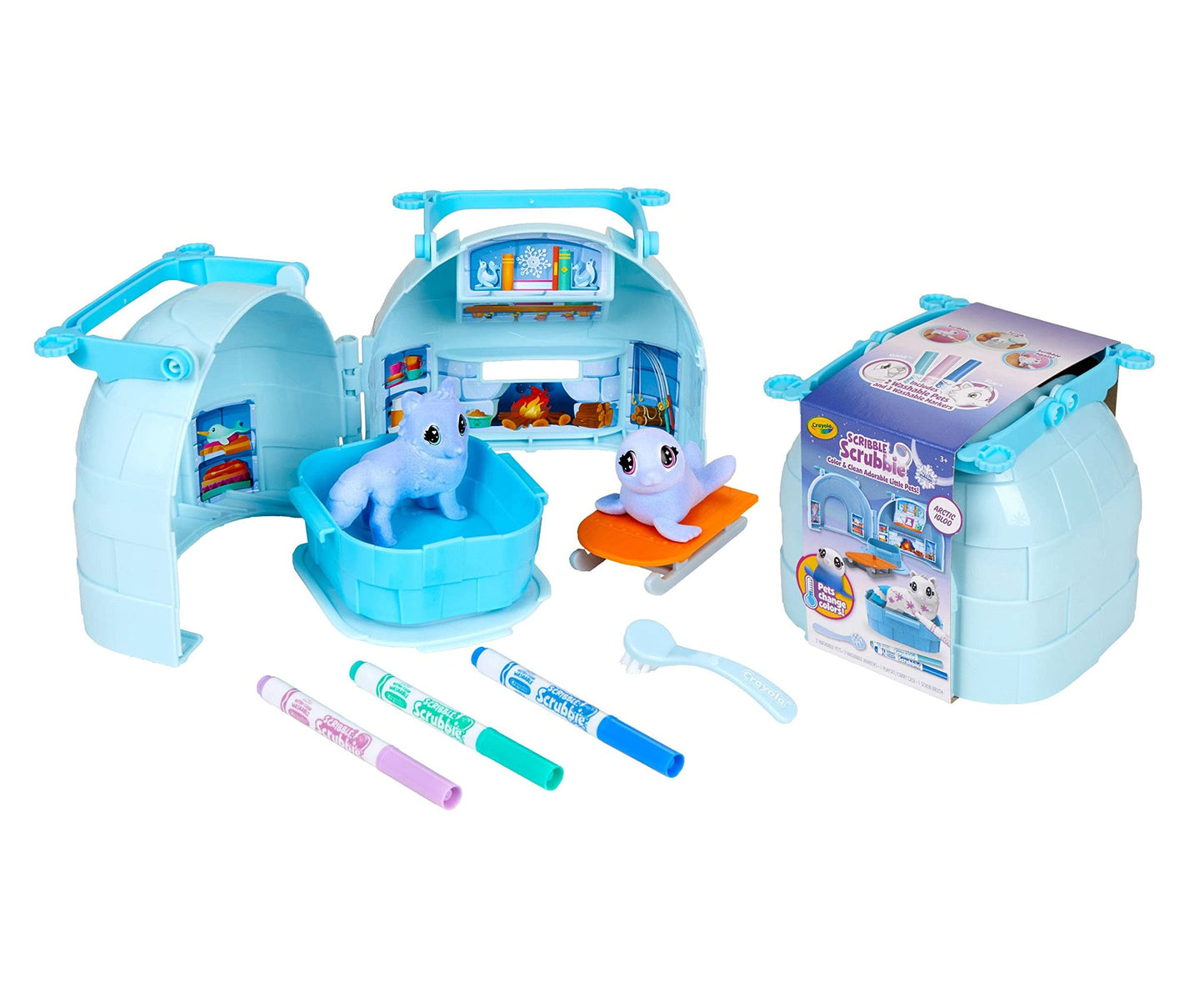 Crayola Scribble Scrubbie Arctic Igloo — Color Change Pets & Storage Case