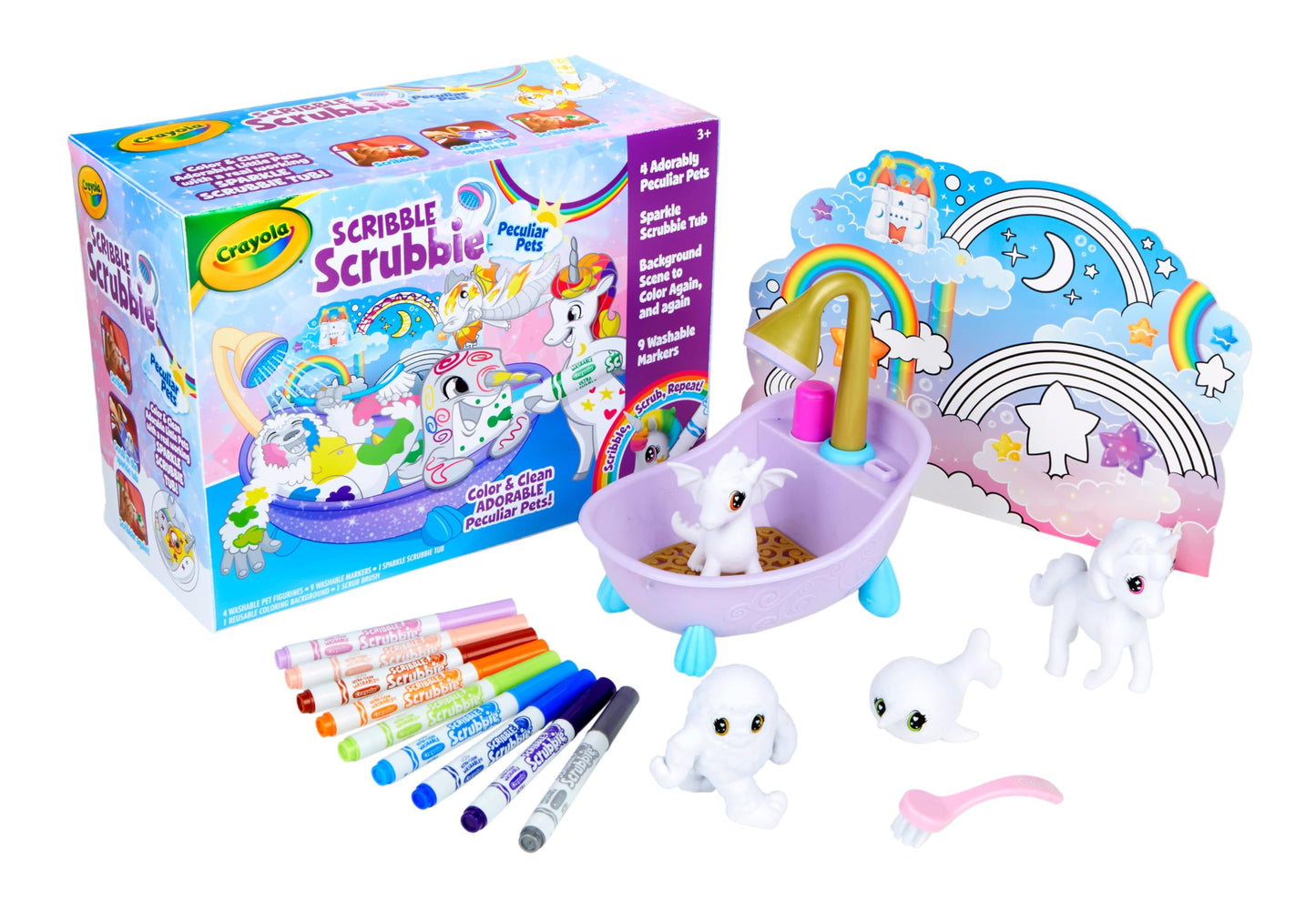Crayola Scribble Scrubbie Peculiar Pets – Washable Pet Grooming Toy Set for Kids