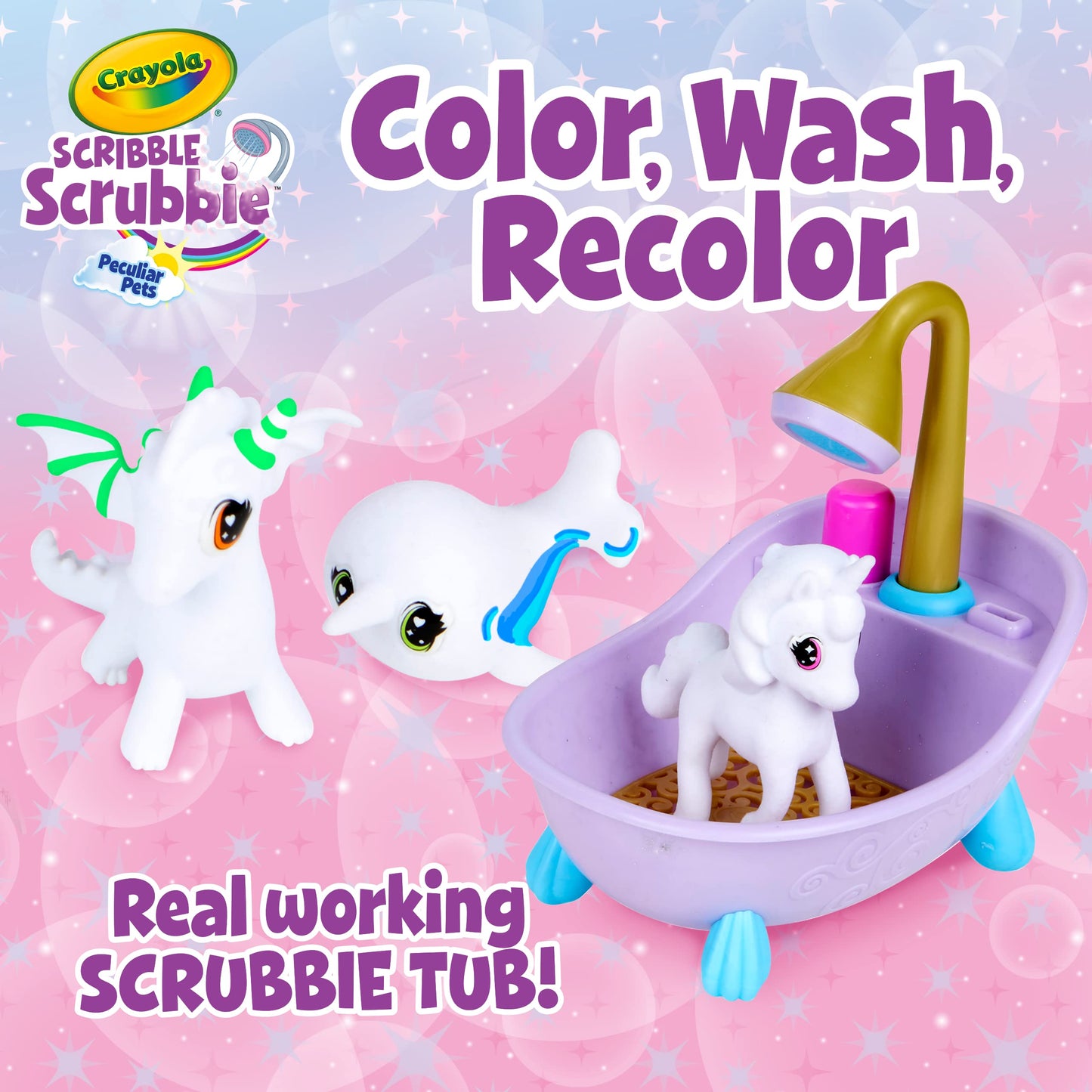 Crayola Scribble Scrubbie Peculiar Pets – Washable Pet Grooming Toy Set for Kids