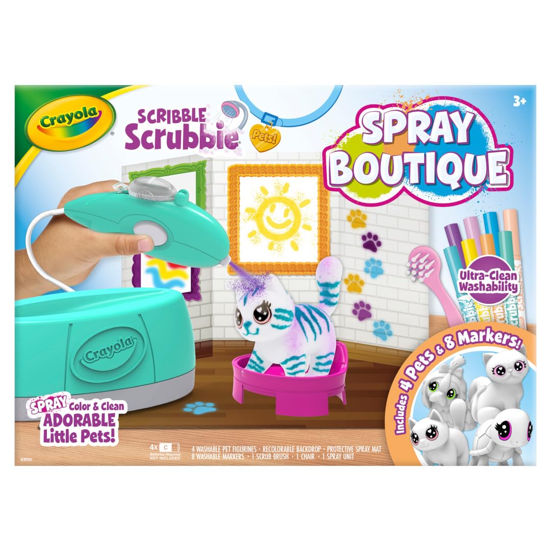 Crayola Scribble Scrubbie Pets Spray Boutique – Airbrush Art Set for Kids 3+