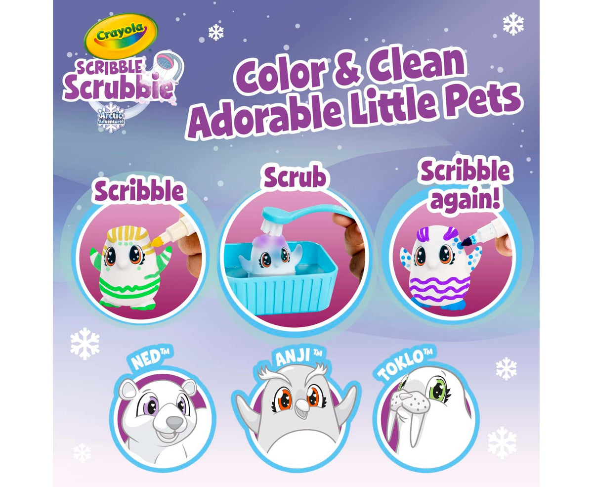 Crayola Scribble Scrubbie Arctic Snow Explorer – Color & Wash Creative Toy (Age 3+)