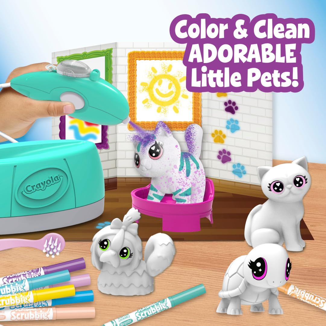 Crayola Scribble Scrubbie Pets Spray Boutique – Airbrush Art Set for Kids 3+