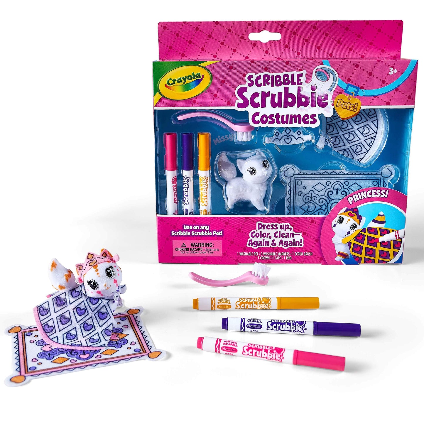 Crayola Scribble Scrubbie Pets Princess Playset – Dress Up, Color & Wash Mini Pets