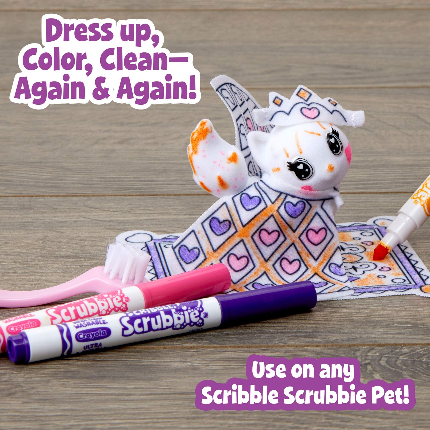 Crayola Scribble Scrubbie Pets Princess Playset – Dress Up, Color & Wash Mini Pets
