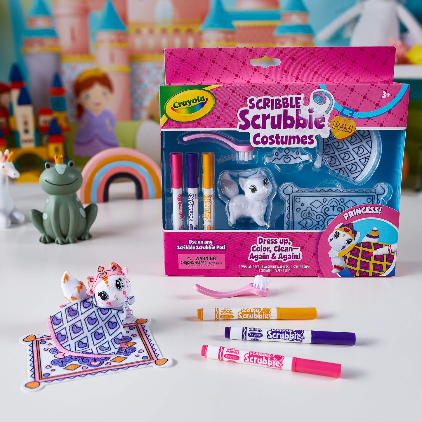 Crayola Scribble Scrubbie Pets Princess Playset – Dress Up, Color & Wash Mini Pets