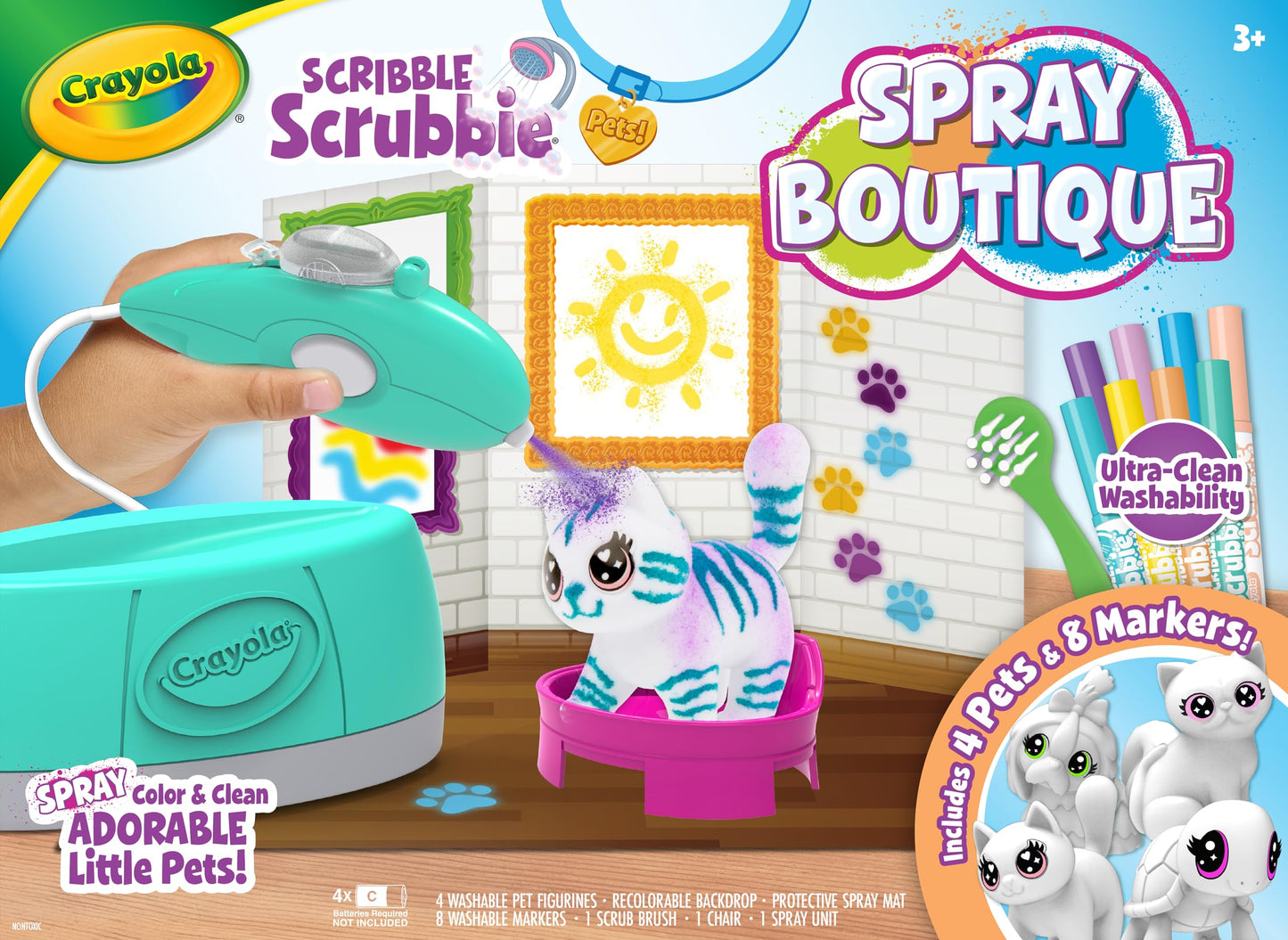 Crayola Scribble Scrubbie Pets Spray Boutique – Airbrush Art Set for Kids 3+