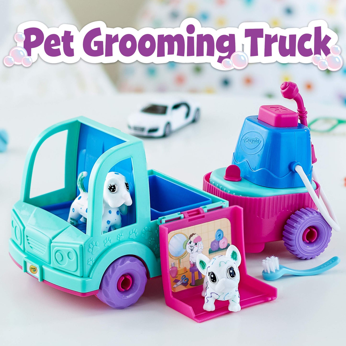 Crayola Scribble Scrubbie Pets Beauty Salon Grooming Truck Playset – Color, Wash & On-the-Go Fun
