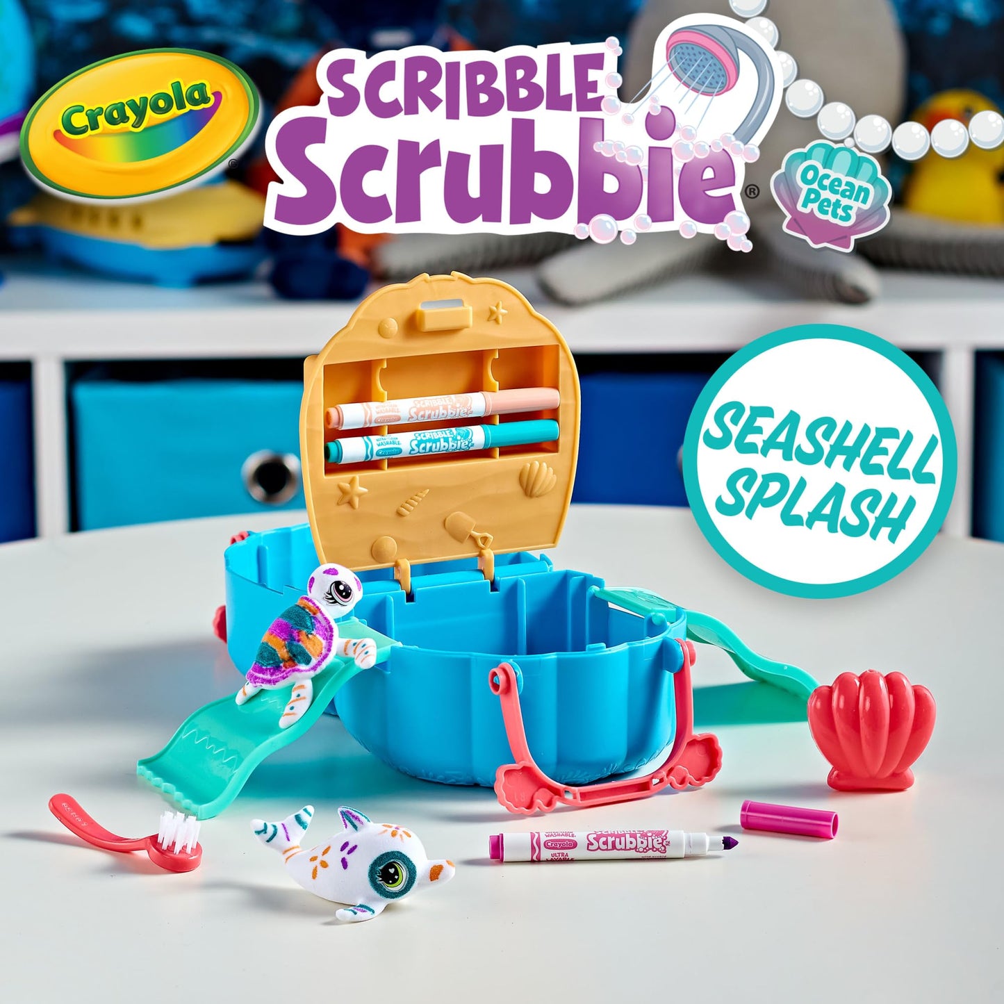 Crayola Scribble Scrubbie Seashell Splash Playset – Ocean Animals, Ages 3–6