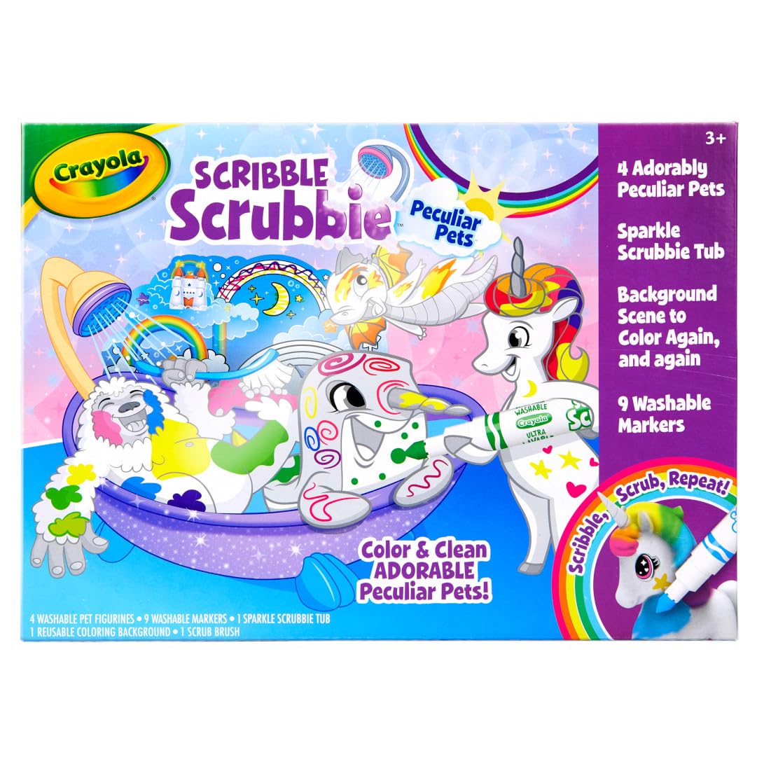 Crayola Scribble Scrubbie Peculiar Pets – Washable Pet Grooming Toy Set for Kids