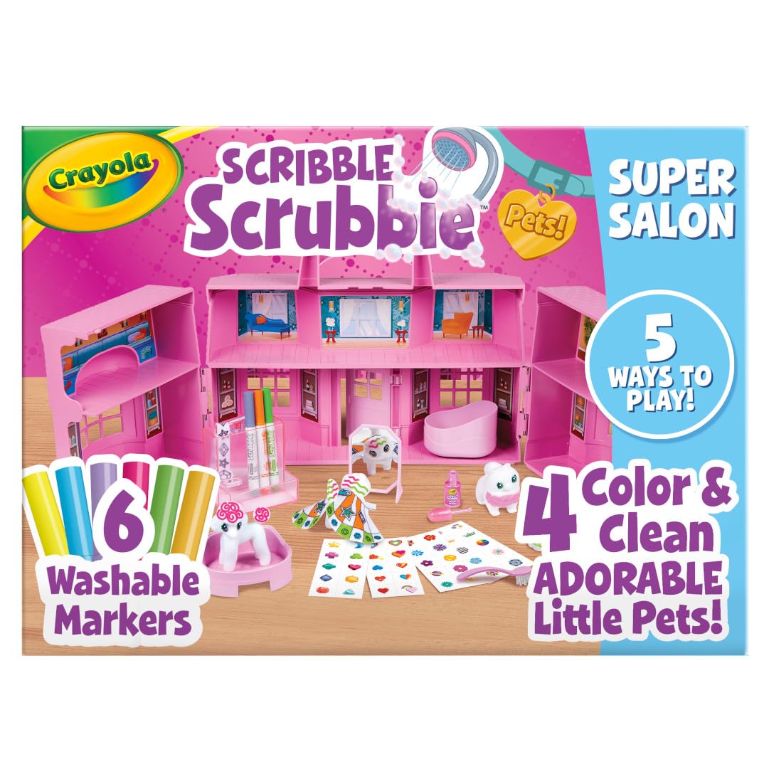 Crayola Scribble Scrubbie Super Salon – Color, Paint & Wash Toy Set for Kids Ages 3+