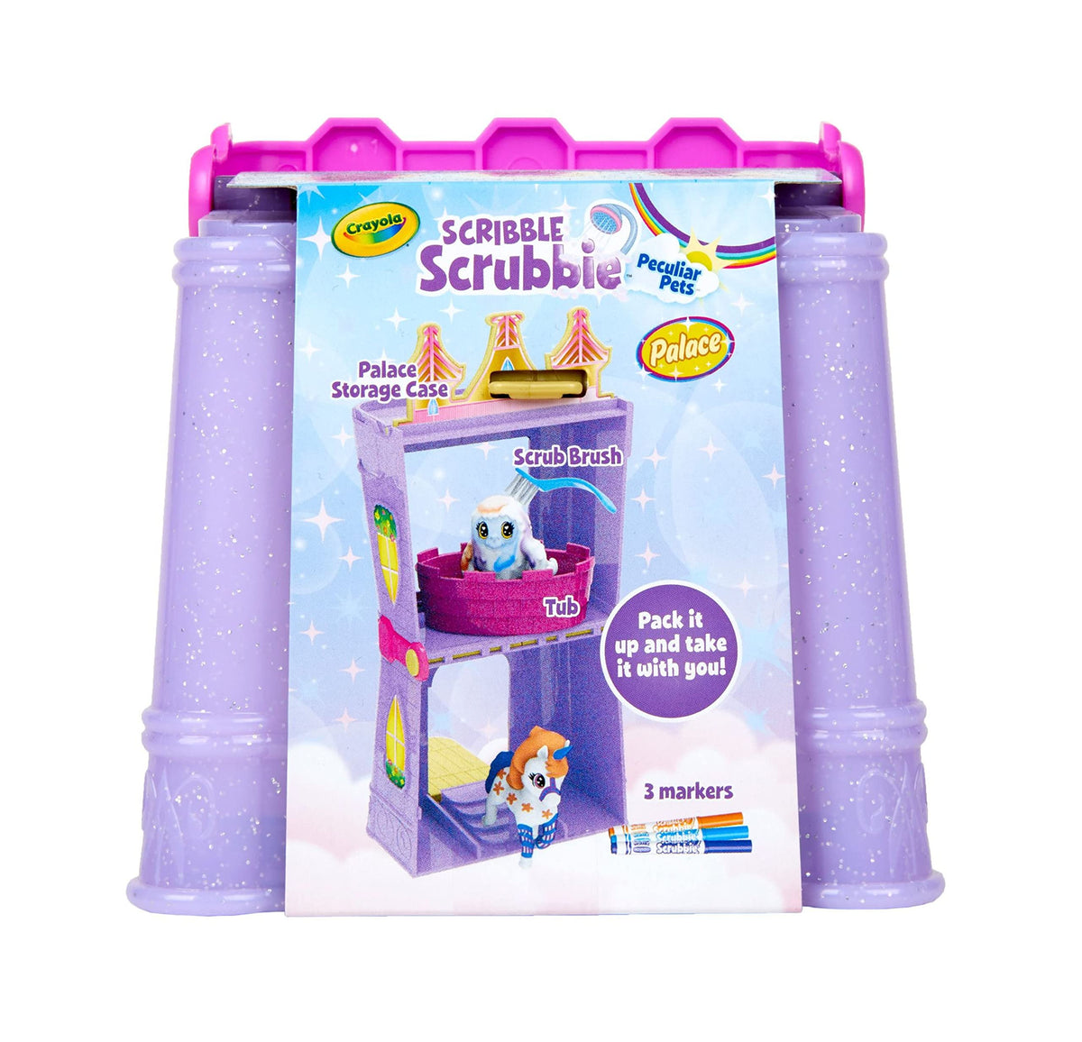 Crayola Scribble Scrubbie Peculiar Pets Palace Playset – Unicorn & Yeti with Markers | Gift for Kids Ages 3+