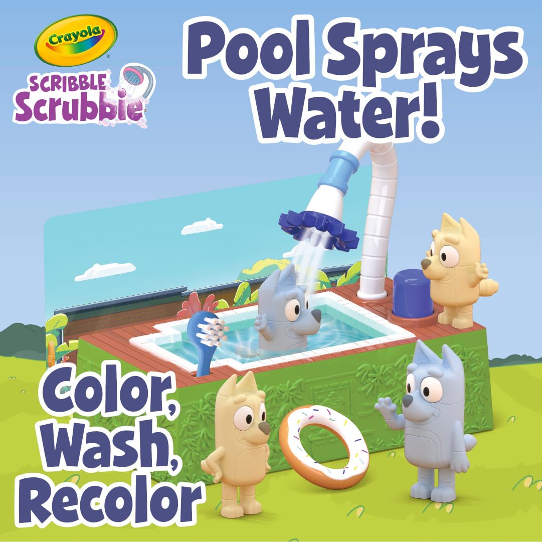Crayola Scribble Scrubbies Bluey Poolside Playset (4ct) – Washable Kids Toy & Easter Basket Stuffers