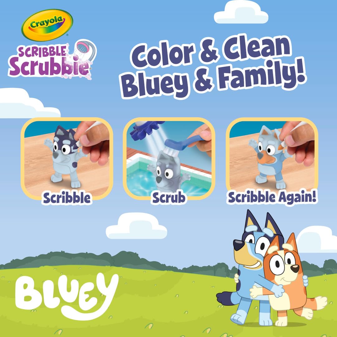 Crayola Scribble Scrubbies Bluey Poolside Playset (4ct) – Washable Kids Toy & Easter Basket Stuffers