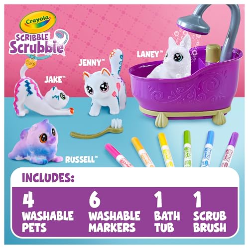 Crayola Scribble Scrubbies Glam Pack (4 Pets) – Washable Pet Toys for Kids 3+