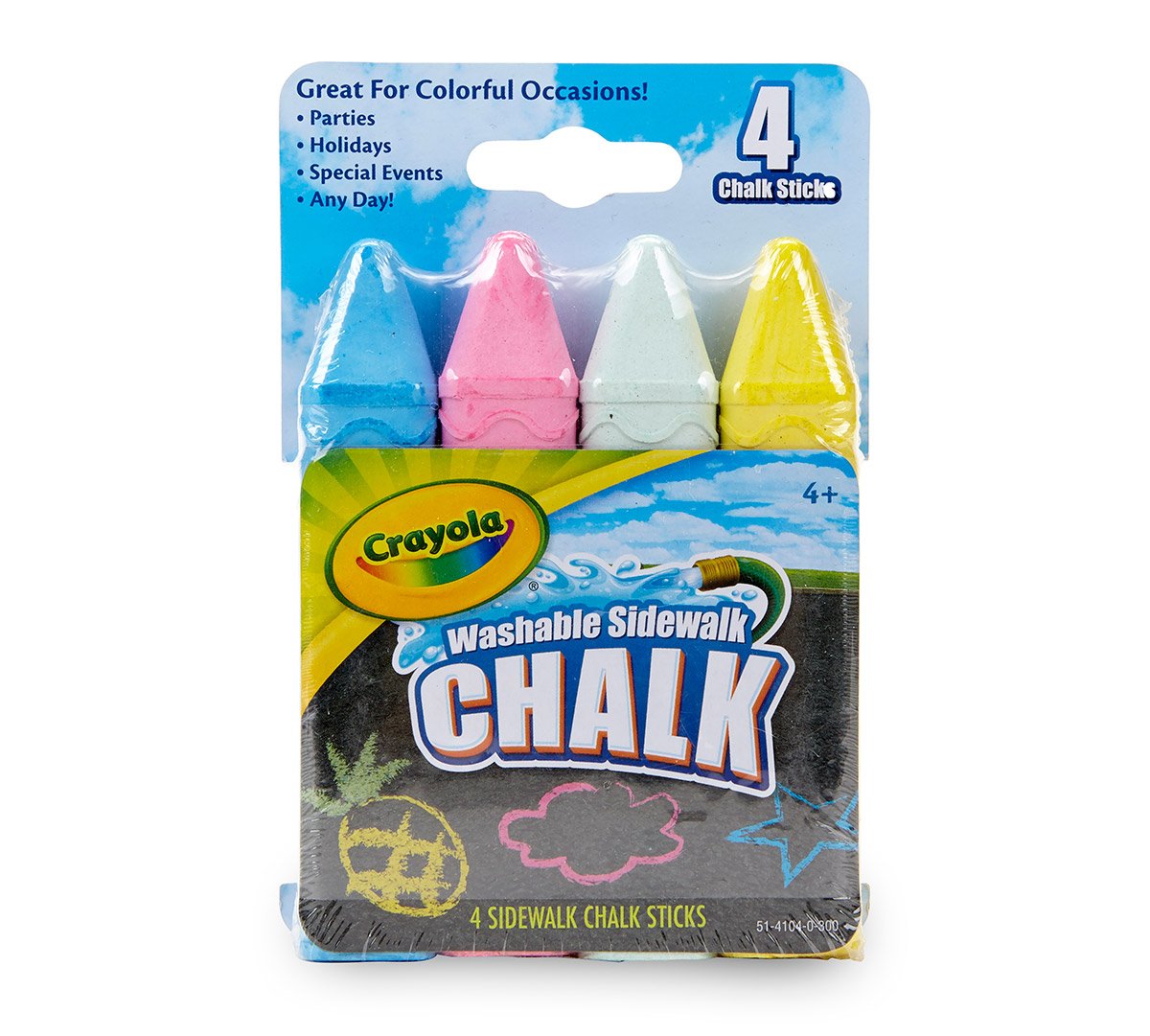 Crayola Sidewalk Chalk 4-Pack Multi – Washable Outdoor Chalk for Big Outdoor Art