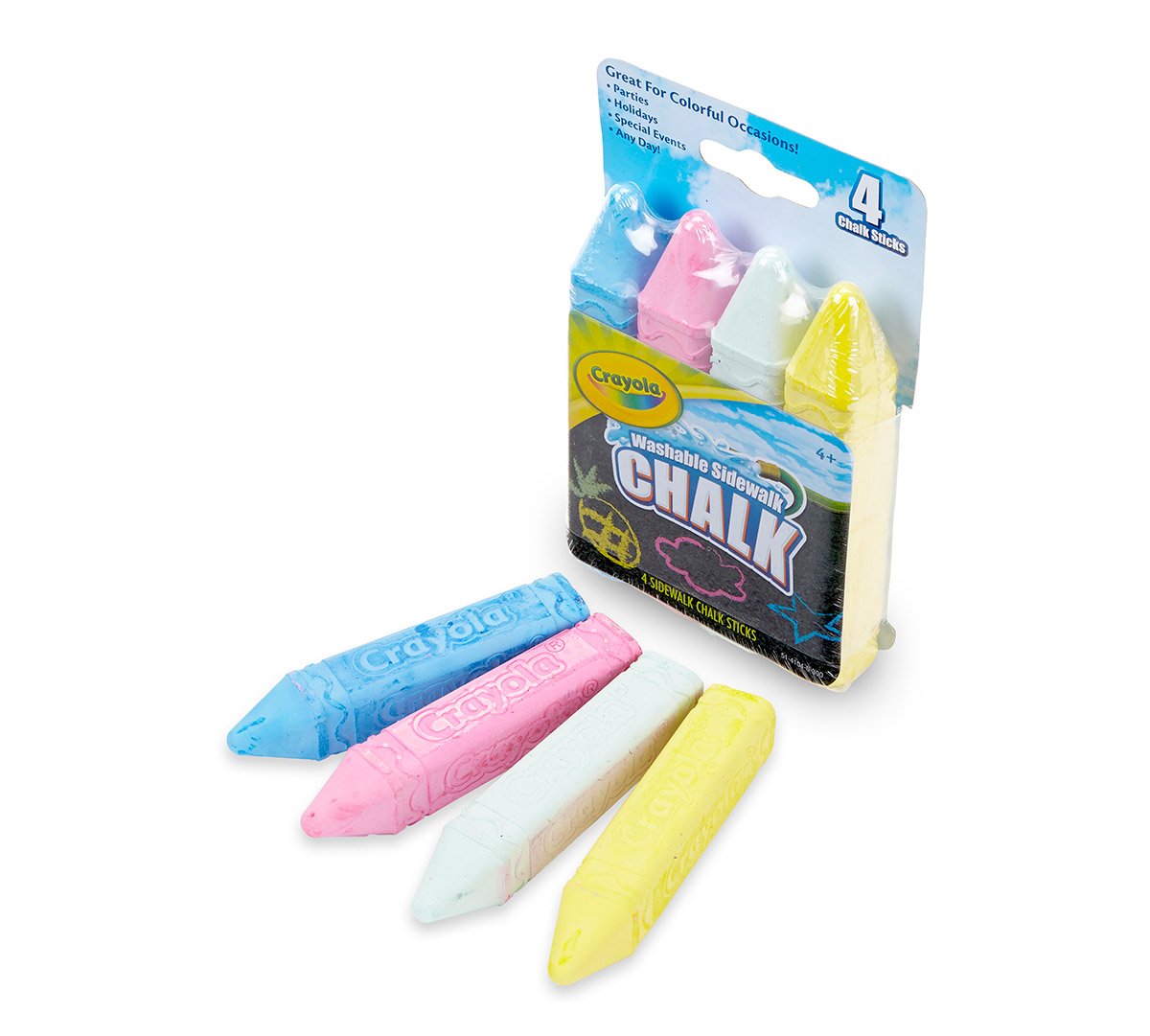 Crayola Sidewalk Chalk 4-Pack Multi – Washable Outdoor Chalk for Big Outdoor Art