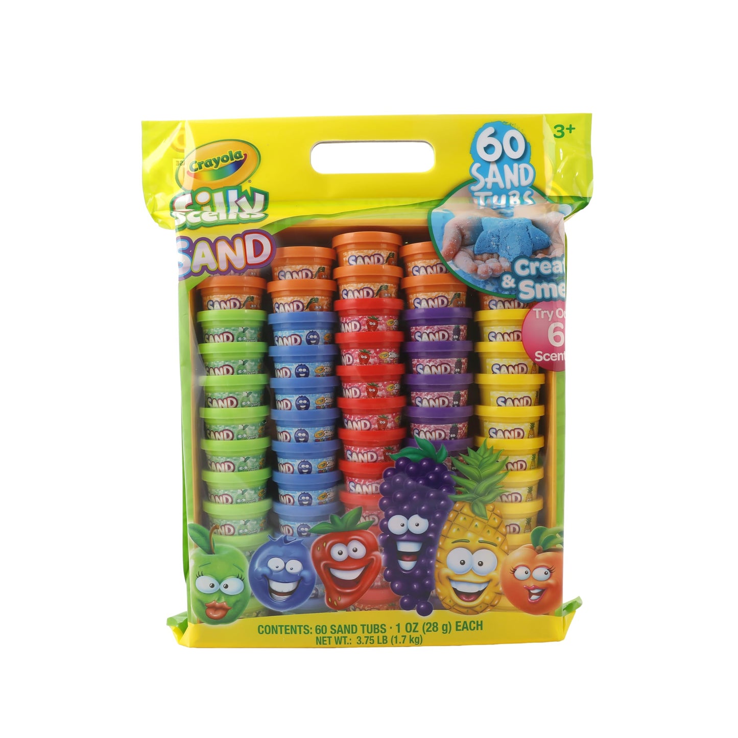 Crayola Silly Scents Play Sand – 60 Mini 1oz Tubs in 6 Bright Colors | Scented Moldable Sand for Kids