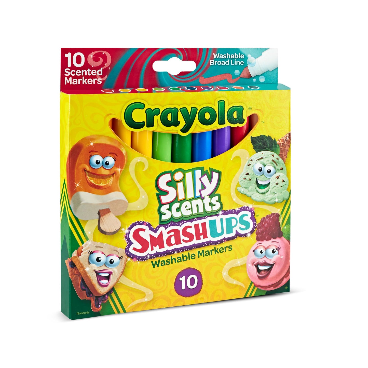 Crayola Silly Scents Slim Markers – Washable Scented Fine-Line Markers, Pack of 10 (Mint & Red)