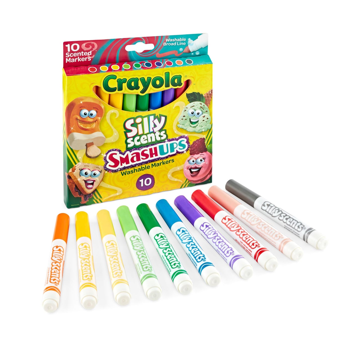 Crayola Silly Scents Slim Markers – Washable Scented Fine-Line Markers, Pack of 10 (Mint & Red)