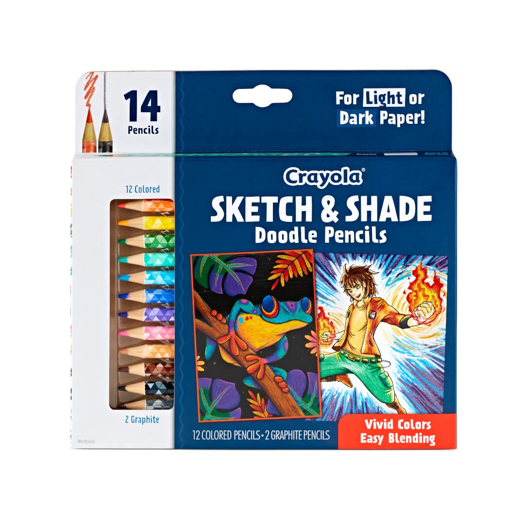 Crayola Sketch & Shade Pencils – 12-Color Set with Gel Core, Includes 2 Graphite Pencils