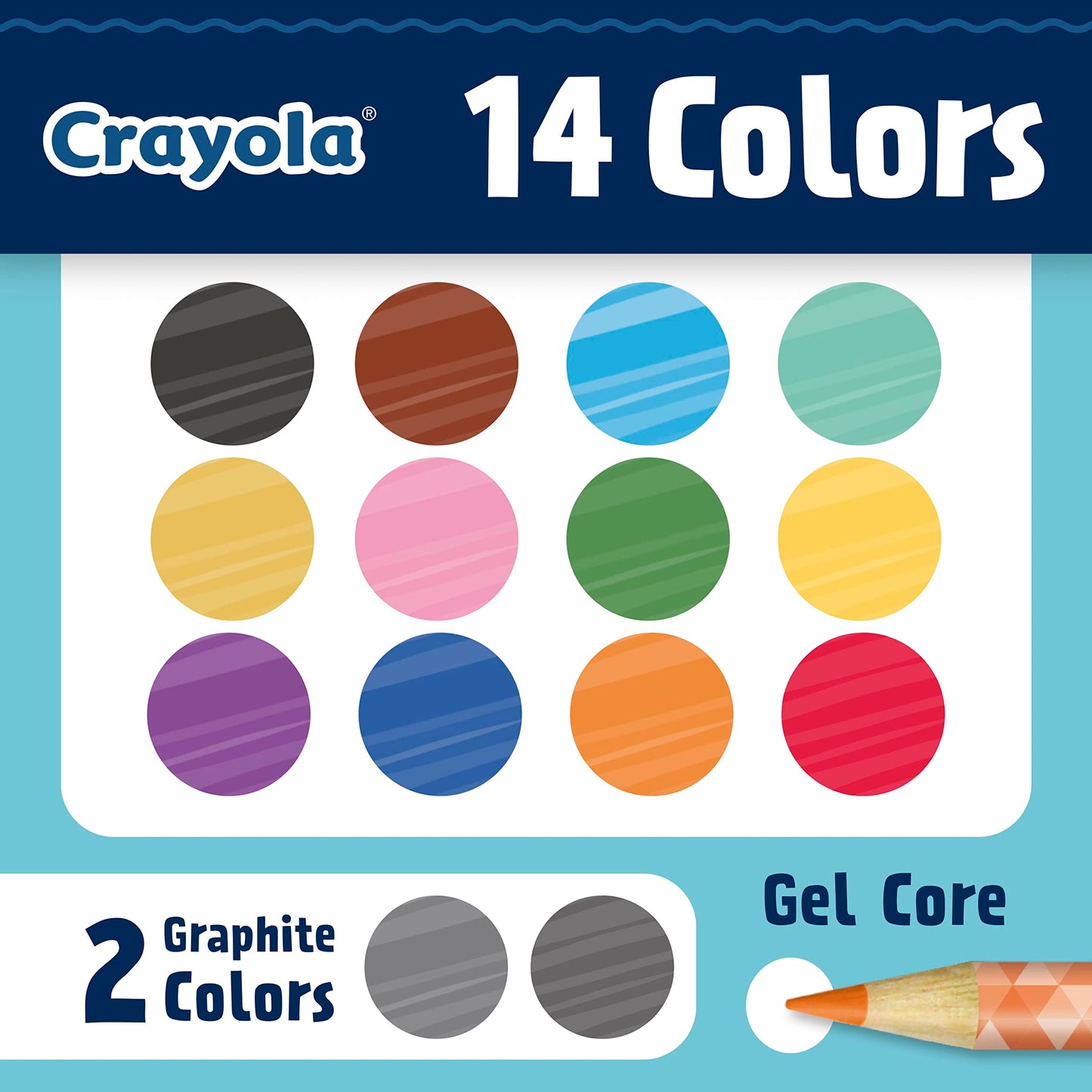 Crayola Sketch & Shade Pencils – 12-Color Set with Gel Core, Includes 2 Graphite Pencils