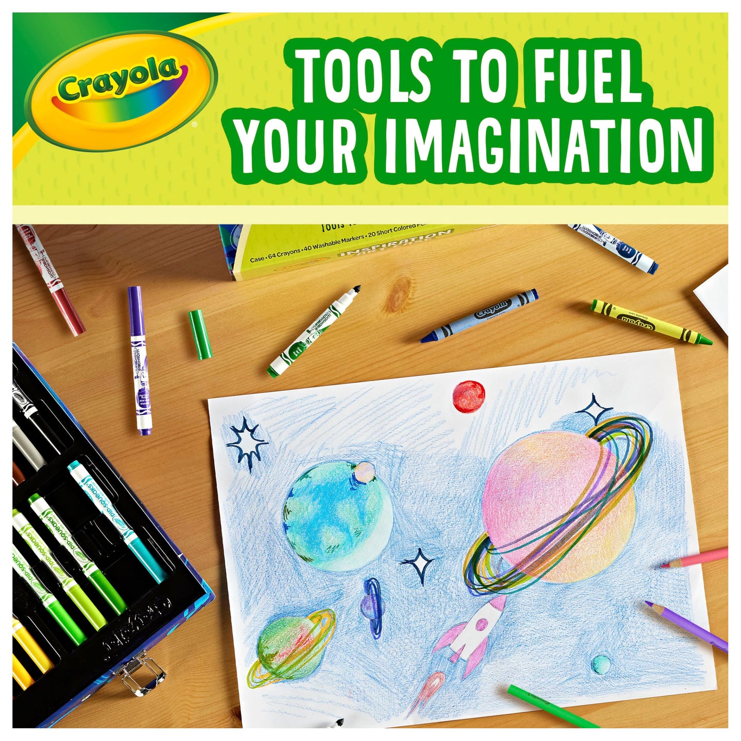 Crayola Inspiration Art Case Space Coloring Set (140pcs) – Kids Art Kit, Easter Gifts, Ages 5+, Amazon Exclusive