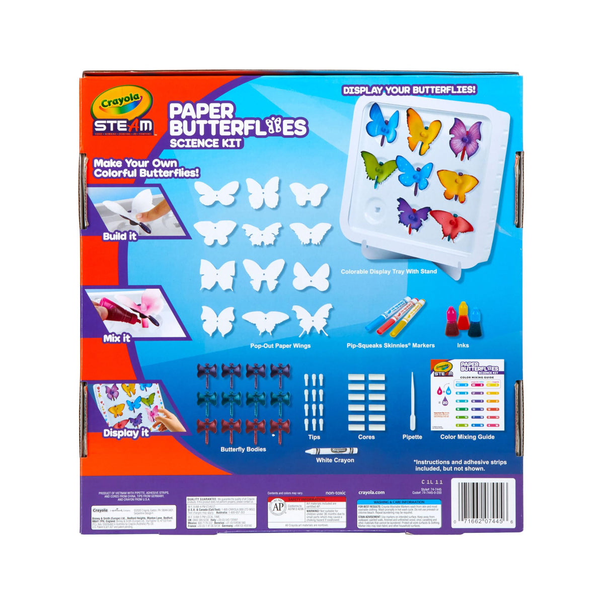 Crayola Paper Butterfly Science Kit – STEAM Craft for Kids 7+, 12 Wicking Butterflies