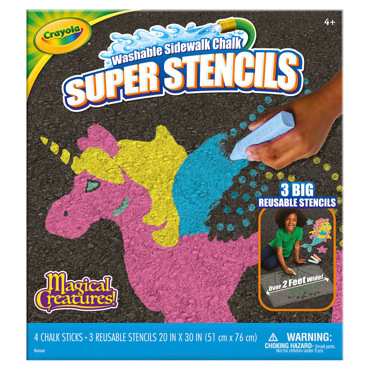 Crayola Super Stencils Magical Creatures Set – Large Sidewalk Chalk (3ct) for Kids