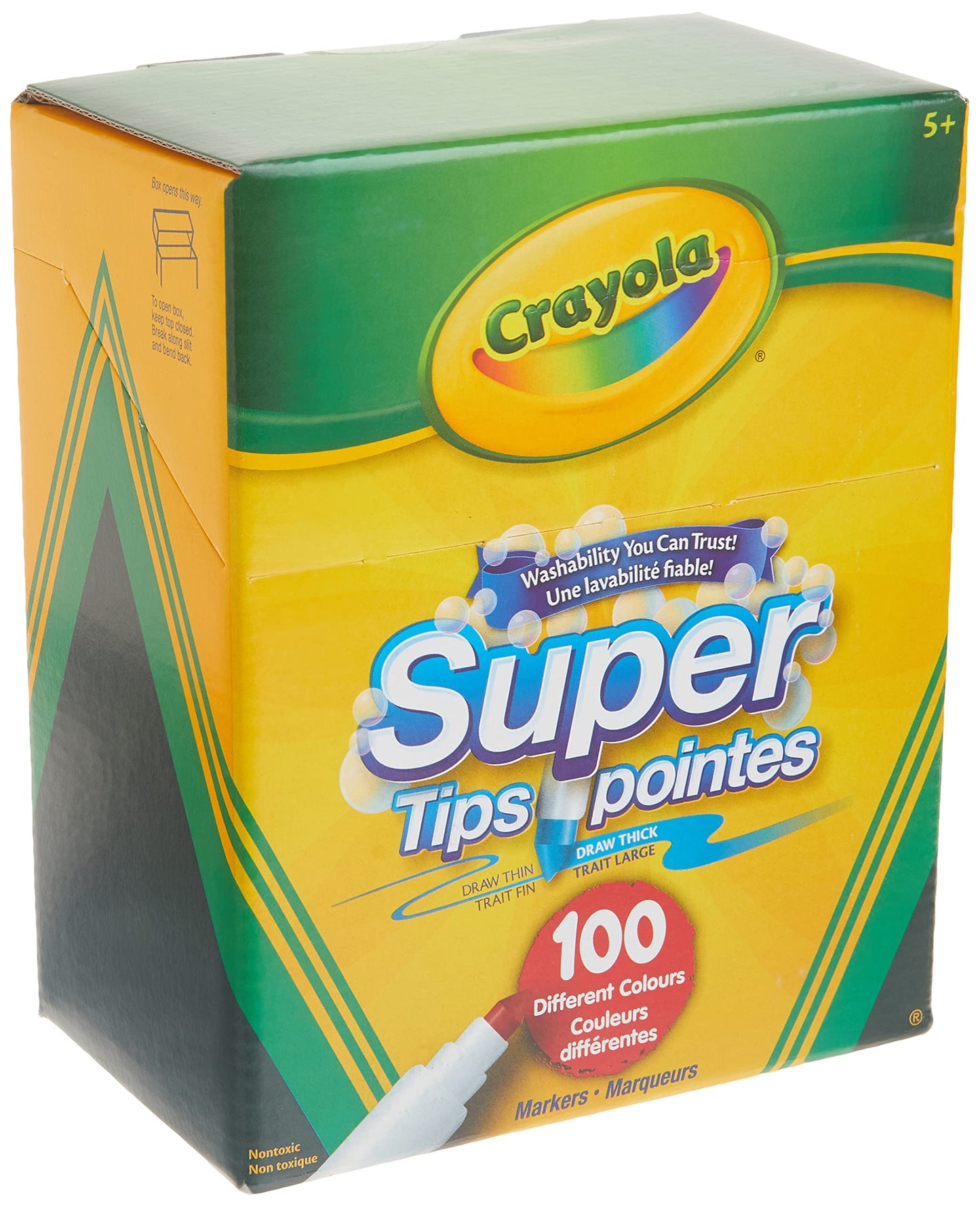 Crayola Super Tips Washable Markers 100 Count – Vibrant, No-Bleed