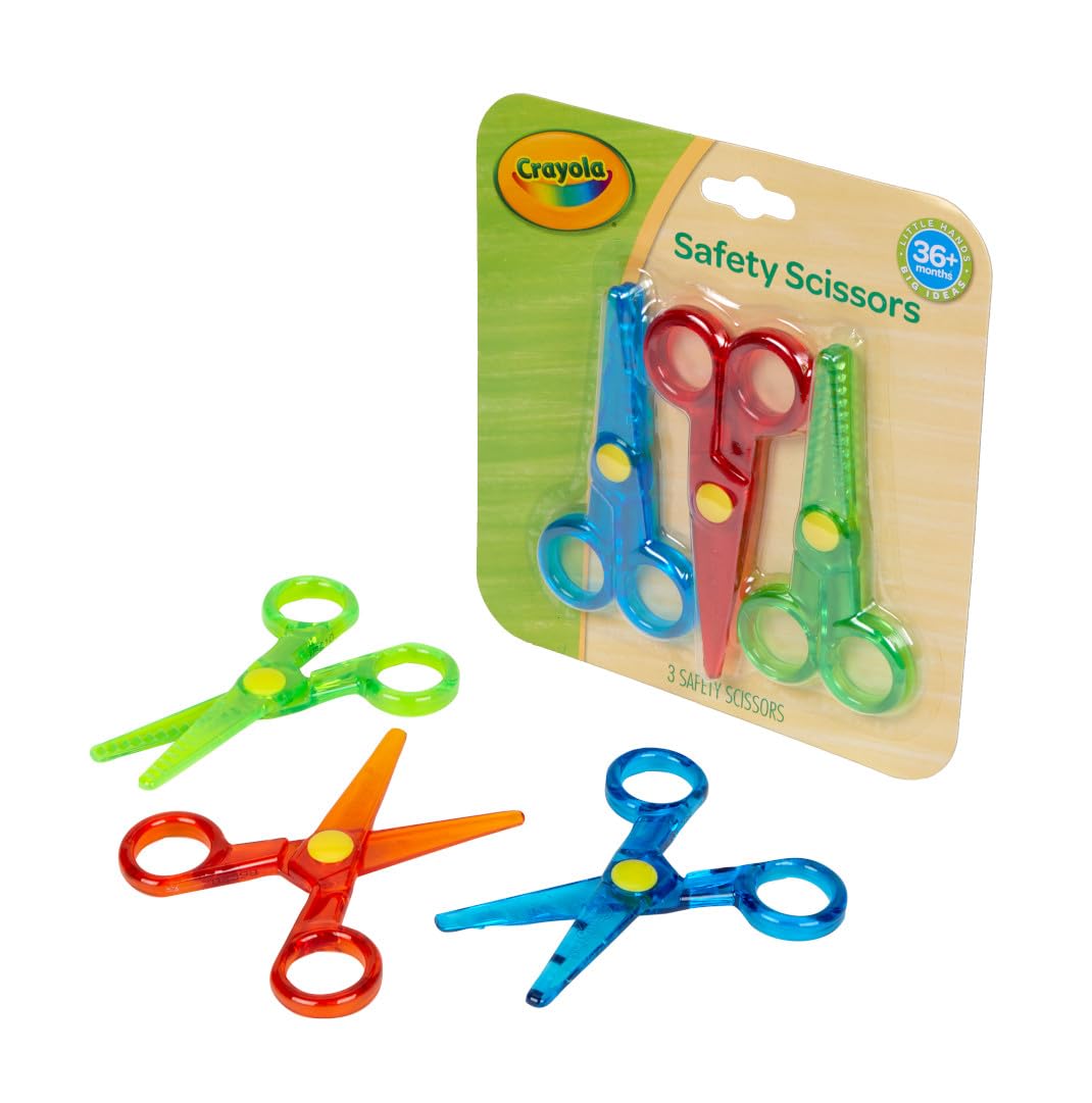 Crayola Toddler Safety Scissors 3pk – Blunt Tip Preschool Scissors for Left & Right Hands