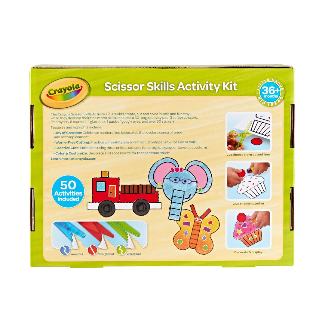 Crayola Toddler Scissor Skills Activity Kit (3ct) – Safe Preschool Scissors & Craft Supplies