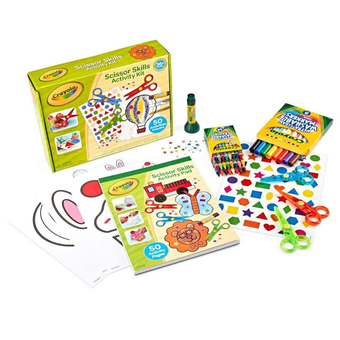 Crayola Toddler Scissor Skills Activity Kit (3ct) – Safe Preschool Scissors & Craft Supplies