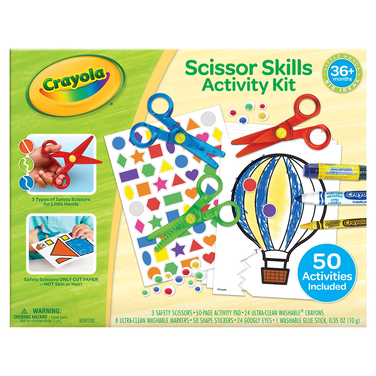 Crayola Toddler Scissor Skills Activity Kit (3ct) – Safe Preschool Scissors & Craft Supplies